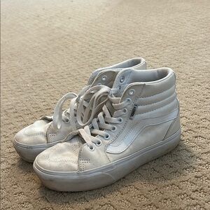 Vans White Canvas Sneakers with Vulcanized Soles